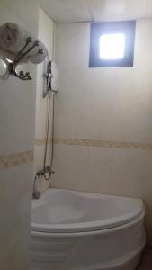 莲三提科旅馆的带淋浴的浴室和带窗户的卫生间