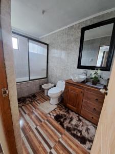 El RincónCasa de campo Mostazal / Hogar para descansar的一间带卫生间、水槽和镜子的浴室