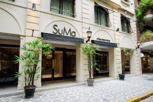 布宜诺斯艾利斯SuMa Recoleta Hotel的一座阳光屋,前面有棕榈树