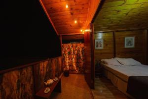 坎波斯杜若尔当Cabanas Capivari Lodge的一间卧室配有一张床和一台电视。