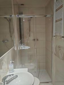 弗罗茨瓦夫弗罗茨瓦夫马洛夫公寓的带淋浴、卫生间和盥洗盆的浴室