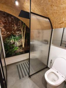 塞友La Levée Resort的浴室配有淋浴间和卫生间。