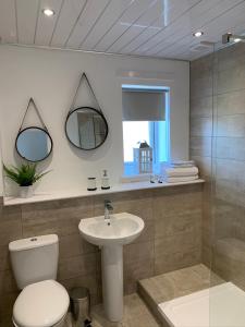 艾尔Kincraig Apartment的一间带卫生间、水槽和镜子的浴室