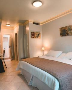 圣若昂-德雷比斯波小巷旅馆的一间卧室,卧室内配有一张大床