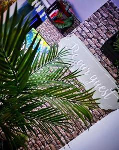 伯明翰Luxury 9ine SUPER BEAUTIFUL JACUZZI APARTMENT WITH BALCONY的商店标志旁的棕榈树
