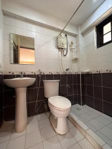 大雅台Piña Colina Resort的一间带卫生间和水槽的浴室