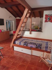 博纳索拉Soledad的一间卧室配有带梯子的双层床
