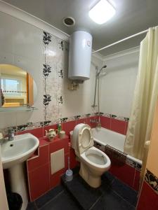 科克舍套Сдам квартиры посуточно的浴室配有白色卫生间和盥洗盆。
