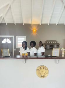 东方湾人工林酒店的一群坐在酒吧的三名妇女
