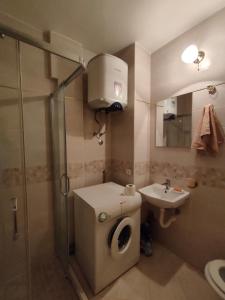 波德戈里察Apartman Sunce的浴室配有卫生间、盥洗盆和淋浴。