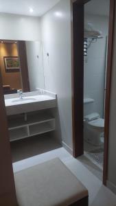 卡达斯诺瓦斯Apartamento luxo Hot Springs Caldas Novas tay的一间带水槽和卫生间的浴室