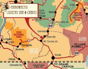 芒特卡梅尔Arrowhead Country Inn and Cabins的拟建的瓜亚霍加县线路线图