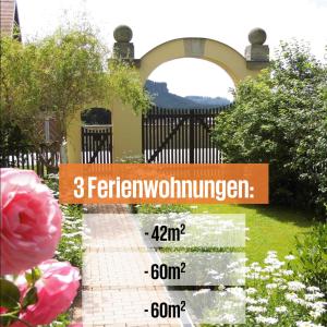 巴特尚道Ferienwohnung Zum Lilienstein的一个带门和砖砌走道的花园