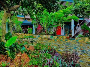 圣伊西德罗Casa Los Madriz Suite #2的房屋前带石头路的花园