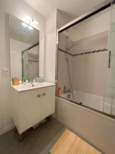 圣但尼La plaine paisible - 15’ Paris 10’ Stade de France的一间带水槽和淋浴的浴室