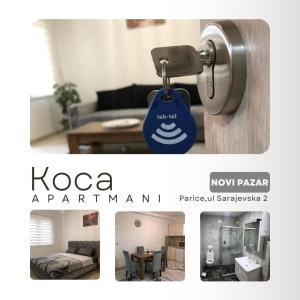 新帕扎尔Koca Apartmani的一个房间两张照片的拼贴