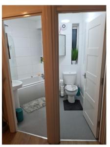 CranfordBABUS INTL的浴室配有卫生间、浴缸和水槽。