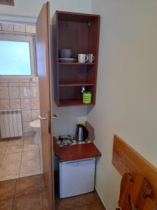 扎科帕内Pokoje gościnne Kozica的一个带柜台和水槽的小厨房
