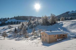 上施陶芬Lohansler Hütte的雪丘上的房子