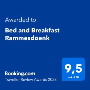 Raamsdonk瑞玛多恩可住宿加早餐旅馆的被授予住宿加早餐主义色彩的蓝色标志