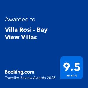 科沙利萨Villa Rosi - Bay View Villas的手机的屏幕,手机的短信被授予别墅罗斯湾