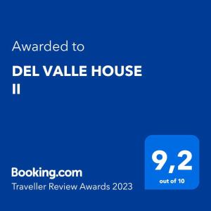 伊察DEL VALLE HOUSE II的标有标有Del value house的文本的蓝色标志