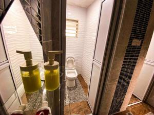 雪邦MOFA Homestay Near KLIA Airport的一间带卫生间和淋浴的小浴室