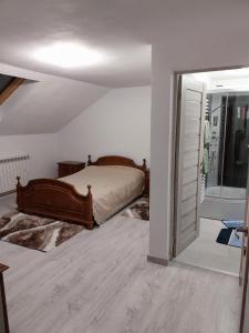 坎普朗莫道尼斯Casa Balan的一间卧室设有一张床和一个推拉门