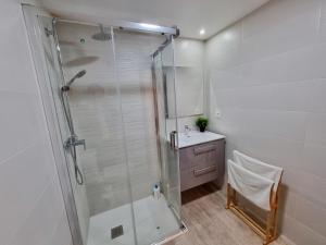 萨拉戈萨Apartamento Montse Zaragoza的带淋浴和盥洗盆的浴室