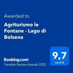 Grotte di CastroAgriturismo le Fontane - Lago di Bolsena的给奥斯汀纳斯拉科的文本的电话屏幕截图