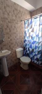 阿里卡Departamento monoambiente centrico的浴室配有卫生间、盥洗盆和淋浴。