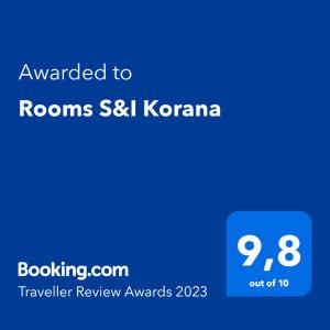 斯诺基Rooms S&I Korana的给房间korea的文本的电话的屏幕