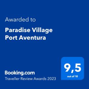 萨洛Paradise Village Port Aventura的天堂村港口的屏幕