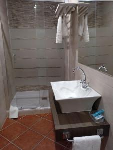 法尔塞特Mas Trucafort - Masia Braseria - Alojamiento Adults only的一间带水槽和淋浴的浴室