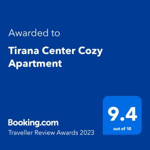 地拉那Tirana Center Cozy Apartment的转帐审查奖金副本的屏幕截图