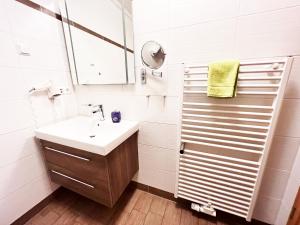 DrahnsdorfFeWo-Zimmer-Auszeit的一间带水槽和淋浴的浴室