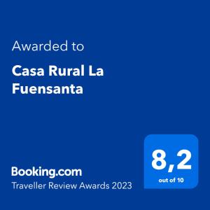 莫哈卡尔Casa Rural La Fuensanta的手机的屏幕,手机的文本被授予casa对手laf