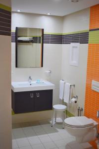 塔巴卡普雷斯蒂奇塔巴卡码头酒店的一间带水槽、卫生间和镜子的浴室
