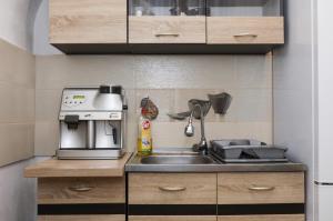 阿拉德Casa Larisa的厨房配有水槽和咖啡壶