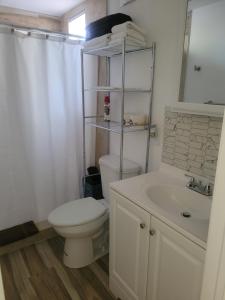 迈阿密Welcome Heart and Reliable Heart Vacation Houses的白色的浴室设有卫生间和水槽。