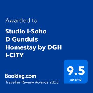 莎阿南Studio I-Soho D'Gunduls Homestay by DGH I-CITY的一部手机屏幕的屏幕,上面有文字要用来制作拉霍假肢