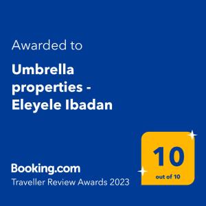 伊巴丹Umbrella properties - Eleyele Ibadan的黄色标志,单词升级为单贝利亚属性冰山羊