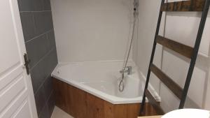 纳博讷SUPERBE T3 AU COEUR DU CENTRE VILLE的带浴缸和淋浴的浴室