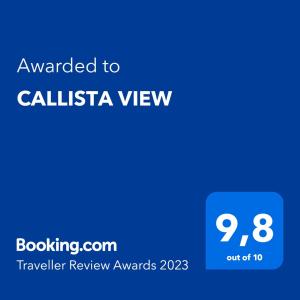 弗洛伊塔CALLISTA VIEW的蓝色屏幕,文字被授予calista视图
