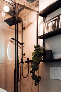 威斯巴登Stay at Smilla - Boutique Apartments mit Küche - Parken - Klima - Netflix - Waschmaschine的室内植物淋浴
