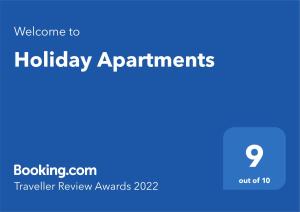 卡罗维发利Holiday Apartments Vítězná 1256/36的蓝色背景的节日约会网站的屏幕