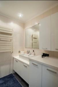 伊斯坦布尔Your home in istanbul的白色的浴室设有水槽和镜子