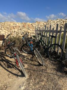 奇波斯阿费提Villa Hellas的两辆自行车停在围栏旁边