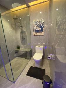 第波罗Gwandalan House的带淋浴和卫生间的浴室。
