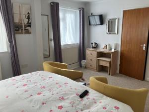 尚克林海耶斯巴顿旅馆的一间卧室配有一张床、椅子和电视